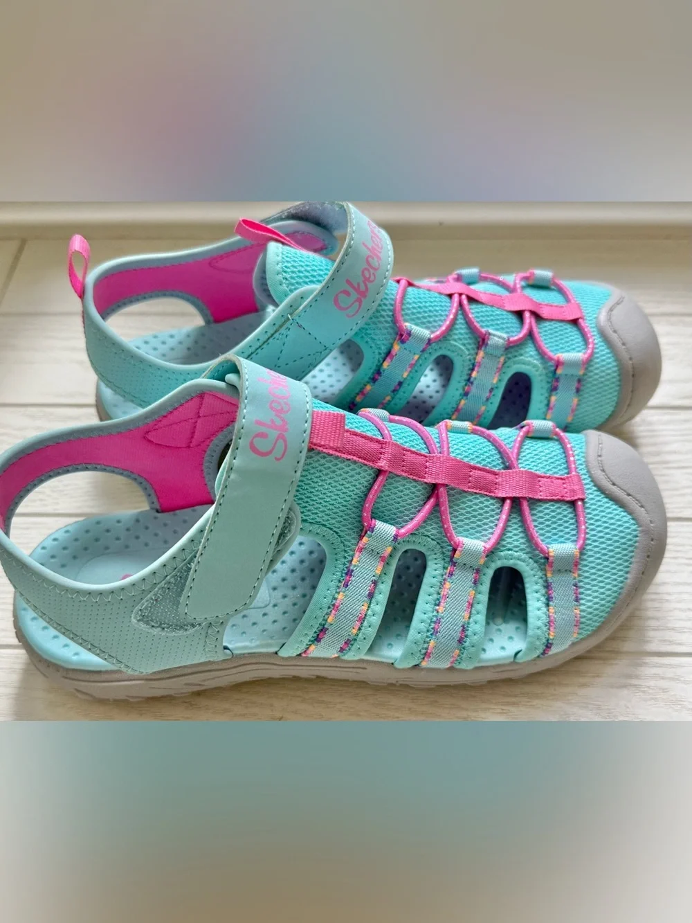 Skechers Girl's Summer Steps-Summer Sandals aqua pink size 3